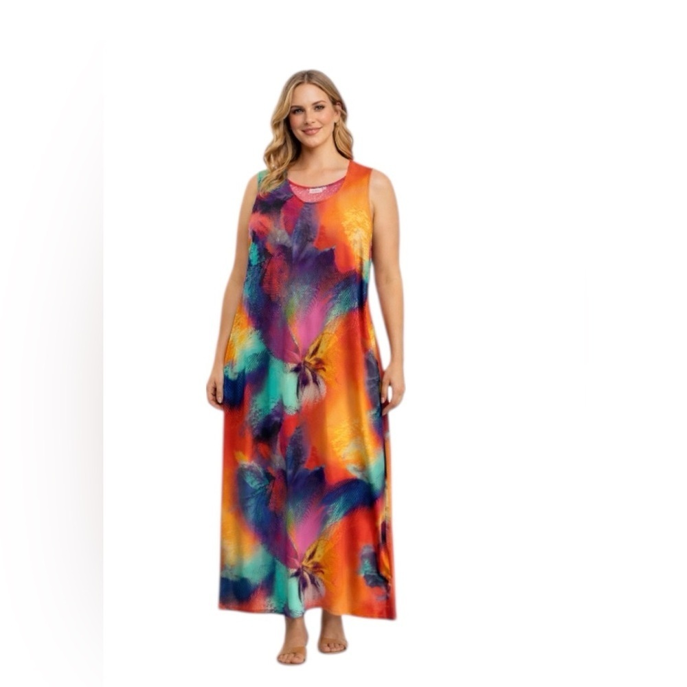 Avenue Multicolor Maxi Dress Sleeveless Plus Size 18/20